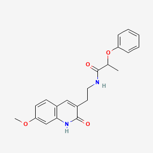 molecular formula C21H22N2O4 B2392066 N-(2-(7-甲氧基-2-氧代-1,2-二氢喹啉-3-基)乙基)-2-苯氧基丙酰胺 CAS No. 851406-05-8