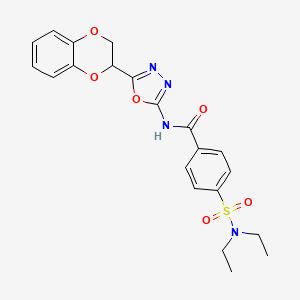 molecular formula C21H22N4O6S B2392105 4-(N,N-diethylsulfamoyl)-N-(5-(2,3-dihydrobenzo[b][1,4]dioxin-2-yl)-1,3,4-oxadiazol-2-yl)benzamide CAS No. 862809-37-8