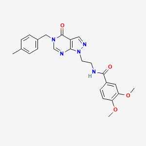molecular formula C24H25N5O4 B2392115 3,4-dimethoxy-N-(2-(5-(4-methylbenzyl)-4-oxo-4,5-dihydro-1H-pyrazolo[3,4-d]pyrimidin-1-yl)ethyl)benzamide CAS No. 922845-88-3