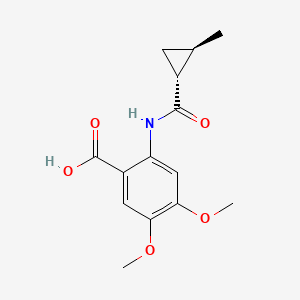 molecular formula C14H17NO5 B2392116 4,5-dimethoxy-2-[[(1R,2R)-2-methylcyclopropanecarbonyl]amino]benzoic acid CAS No. 2287237-29-8