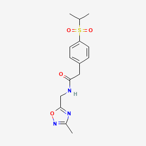 molecular formula C15H19N3O4S B2392125 2-(4-(isopropylsulfonyl)phenyl)-N-((3-methyl-1,2,4-oxadiazol-5-yl)methyl)acetamide CAS No. 1234858-16-2