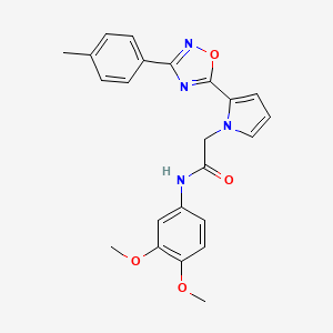 molecular formula C23H22N4O4 B2392127 N-(3,4-dimethoxyphenyl)-2-{2-[3-(4-methylphenyl)-1,2,4-oxadiazol-5-yl]-1H-pyrrol-1-yl}acetamide CAS No. 1260913-72-1