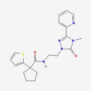 N-(2-(4-methyl-5-oxo-3-(pyridin-2-yl)-4,5-dihydro-1H-1,2,4-triazol-1-yl)ethyl)-1-(thiophen-2-yl)cyclopentanecarboxamide