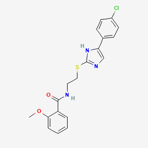 molecular formula C19H18ClN3O2S B2392145 N-(2-((5-(4-氯苯基)-1H-咪唑-2-基)硫代)乙基)-2-甲氧基苯甲酰胺 CAS No. 897456-77-8