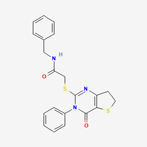 molecular formula C21H19N3O2S2 B2392154 N-benzyl-2-((4-oxo-3-phényl-3,4,6,7-tétrahydrothieno[3,2-d]pyrimidin-2-yl)thio)acétamide CAS No. 686770-73-0