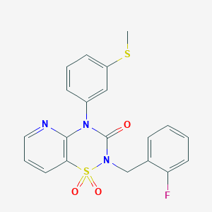 molecular formula C20H16FN3O3S2 B2392156 2-(2-氟苄基)-4-(3-(甲硫基)苯基)-2H-吡啶并[2,3-e][1,2,4]噻二嗪-3(4H)-酮 1,1-二氧化物 CAS No. 1251708-04-9