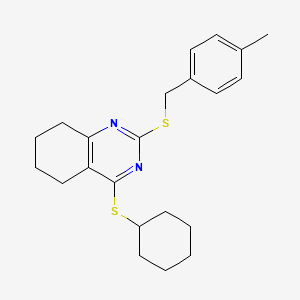 molecular formula C22H28N2S2 B2392174 4-Cyclohexylsulfanyl-2-[(4-methylphenyl)methylsulfanyl]-5,6,7,8-tetrahydroquinazoline CAS No. 339018-82-5