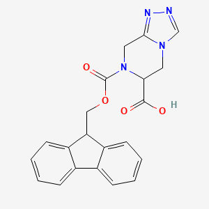 molecular formula C21H18N4O4 B2392179 7-(9H-Fluoren-9-ylmethoxycarbonyl)-6,8-dihydro-5H-[1,2,4]triazolo[4,3-a]pyrazine-6-carboxylic acid CAS No. 2137457-64-6
