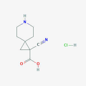 molecular formula C9H13ClN2O2 B2392181 2-Cyano-6-azaspiro[2.5]octane-2-carboxylic acid;hydrochloride CAS No. 2138284-54-3