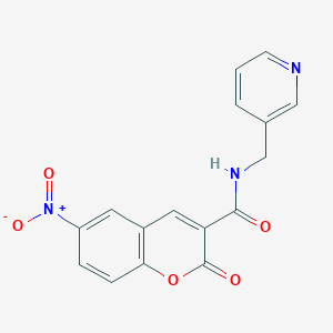 molecular formula C16H11N3O5 B2392185 6-nitro-2-oxo-N-(pyridin-3-ylmethyl)-2H-chromene-3-carboxamide CAS No. 432009-15-9