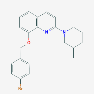 molecular formula C22H23BrN2O B2392186 8-((4-Bromobenzyl)oxy)-2-(3-methylpiperidin-1-yl)quinoline CAS No. 921808-13-1