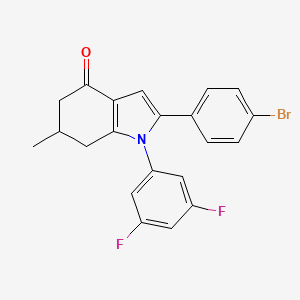 molecular formula C21H16BrF2NO B2392187 1-(3,5-Difluorophenyl)-2-(4-bromophenyl)-6-methyl-5,6,7-trihydroindol-4-one CAS No. 1024075-25-9