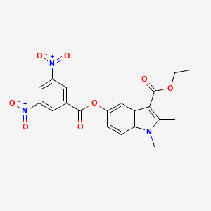 molecular formula C20H17N3O8 B2392194 Ethyl 5-(3,5-dinitrobenzoyl)oxy-1,2-dimethylindole-3-carboxylate CAS No. 379241-24-4