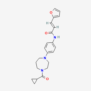 molecular formula C22H25N3O3 B2392202 (E)-N-(4-(4-(cyclopropanecarbonyl)-1,4-diazepan-1-yl)phenyl)-3-(furan-2-yl)acrylamide CAS No. 1226487-89-3