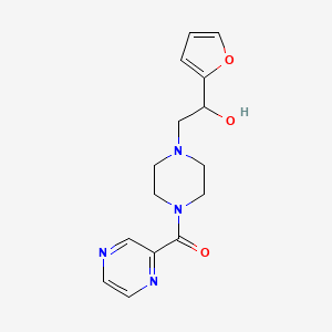 molecular formula C15H18N4O3 B2392226 （4-(2-(呋喃-2-基)-2-羟乙基)哌嗪-1-基)(吡嗪-2-基)甲酮 CAS No. 1396782-04-9