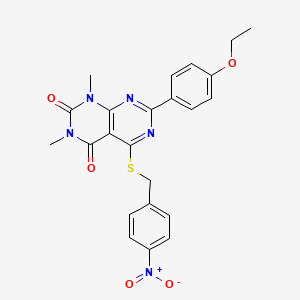 molecular formula C23H21N5O5S B2392231 7-(4-ethoxyphenyl)-1,3-dimethyl-5-((4-nitrobenzyl)thio)pyrimido[4,5-d]pyrimidine-2,4(1H,3H)-dione CAS No. 893910-71-9