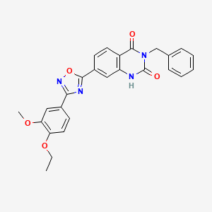 molecular formula C26H22N4O5 B2392232 3-benzyl-7-(3-(4-ethoxy-3-methoxyphenyl)-1,2,4-oxadiazol-5-yl)quinazoline-2,4(1H,3H)-dione CAS No. 1357817-44-7