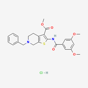 molecular formula C25H27ClN2O5S B2392236 Methyl 6-benzyl-2-(3,5-dimethoxybenzamido)-4,5,6,7-tetrahydrothieno[2,3-c]pyridine-3-carboxylate hydrochloride CAS No. 1216579-11-1