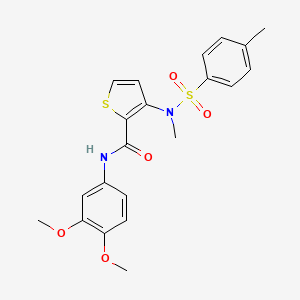 molecular formula C21H22N2O5S2 B2392244 N-(3,4-二甲氧基苯基)-3-{甲基[(4-甲基苯基)磺酰基]氨基}噻吩-2-甲酰胺 CAS No. 1116017-53-8