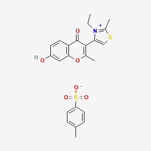 molecular formula C23H23NO6S2 B2392250 3-(3-Ethyl-2-methyl-1,3-thiazol-3-ium-4-yl)-7-hydroxy-2-methylchromen-4-one;4-methylbenzenesulfonate CAS No. 51626-02-9