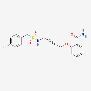 molecular formula C18H17ClN2O4S B2392260 2-((4-((4-氯苯基)甲基磺酰胺)丁-2-炔-1-基)氧基)苯甲酰胺 CAS No. 1448031-19-3