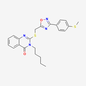 molecular formula C23H24N4O2S2 B2392271 2-(((3-(4-(甲硫基)苯基)-1,2,4-恶二唑-5-基)甲基)硫代)-3-戊基喹唑啉-4(3H)-酮 CAS No. 2034515-32-5