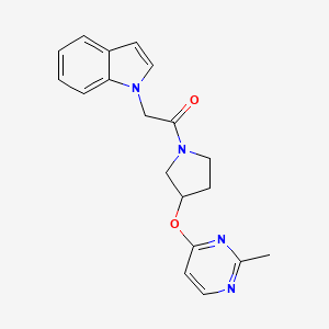 molecular formula C19H20N4O2 B2392281 2-(1H-indol-1-yl)-1-{3-[(2-methylpyrimidin-4-yl)oxy]pyrrolidin-1-yl}ethan-1-one CAS No. 2097858-87-0