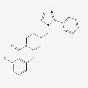 molecular formula C22H21F2N3O B2392292 (2,6-difluorophenyl)(4-((2-phenyl-1H-imidazol-1-yl)methyl)piperidin-1-yl)methanone CAS No. 1351661-50-1