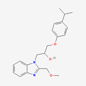 molecular formula C21H26N2O3 B2392297 1-[2-(Methoxymethyl)benzimidazolyl]-3-[4-(methylethyl)phenoxy]propan-2-ol CAS No. 1018126-98-1