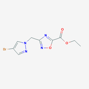 molecular formula C9H9BrN4O3 B2392300 ethyl 3-[(4-bromo-1H-pyrazol-1-yl)methyl]-1,2,4-oxadiazole-5-carboxylate CAS No. 956264-16-7