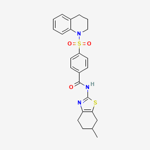 molecular formula C24H25N3O3S2 B2392304 4-((3,4-二氢喹啉-1(2H)-基)磺酰基)-N-(6-甲基-4,5,6,7-四氢苯并[d]噻唑-2-基)苯甲酰胺 CAS No. 308292-92-4