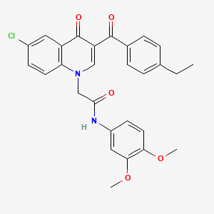 molecular formula C28H25ClN2O5 B2392305 2-(6-氯-3-(4-乙基苯甲酰)-4-氧代喹啉-1(4H)-基)-N-(3,4-二甲氧基苯基)乙酰胺 CAS No. 895645-62-2