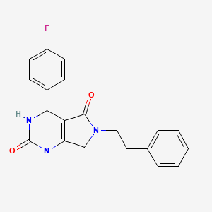 molecular formula C21H20FN3O2 B2392317 4-(4-氟苯基)-1-甲基-6-苯乙基-3,4,6,7-四氢-1H-吡咯并[3,4-d]嘧啶-2,5-二酮 CAS No. 853631-96-6