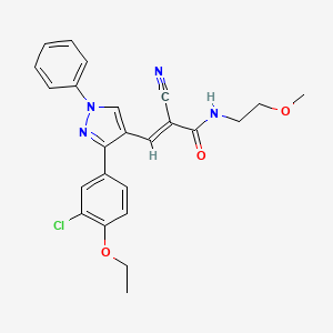 molecular formula C24H23ClN4O3 B2392334 (E)-3-[3-(3-chloro-4-ethoxyphenyl)-1-phenylpyrazol-4-yl]-2-cyano-N-(2-methoxyethyl)prop-2-enamide CAS No. 956046-00-7