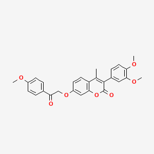 molecular formula C27H24O7 B2392336 3-(3,4-Dimethoxyphenyl)-7-[2-(4-methoxyphenyl)-2-oxoethoxy]-4-methylchromen-2-one CAS No. 859661-12-4
