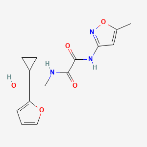 molecular formula C15H17N3O5 B2392337 N1-(2-环丙基-2-(呋喃-2-基)-2-羟乙基)-N2-(5-甲基异恶唑-3-基)草酰胺 CAS No. 1396794-81-2