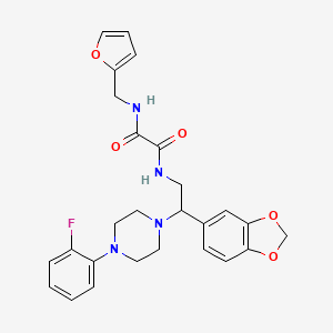 molecular formula C26H27FN4O5 B2392352 N1-(2-(benzo[d][1,3]dioxol-5-yl)-2-(4-(2-fluorophenyl)piperazin-1-yl)ethyl)-N2-(furan-2-ylmethyl)oxalamide CAS No. 896365-16-5