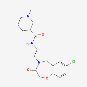 B2392353 N-[2-(7-chloro-3-oxo-2,3,4,5-tetrahydro-1,4-benzoxazepin-4-yl)ethyl]-1-methylpiperidine-3-carboxamide CAS No. 2034332-19-7