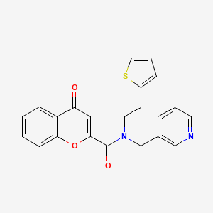 molecular formula C22H18N2O3S B2392359 4-oxo-N-(pyridin-3-ylmethyl)-N-(2-(thiophen-2-yl)ethyl)-4H-chromene-2-carboxamide CAS No. 1396715-25-5