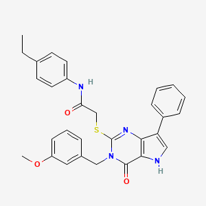 molecular formula C30H28N4O3S B2392363 N-(4-乙基苯基)-2-{[3-(3-甲氧基苄基)-4-氧代-7-苯基-4,5-二氢-3H-吡咯并[3,2-d]嘧啶-2-基]硫代}乙酰胺 CAS No. 1794838-30-4
