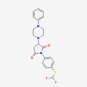 molecular formula C21H21F2N3O2S B2392364 1-(4-((Difluoromethyl)thio)phenyl)-3-(4-phenylpiperazin-1-yl)pyrrolidine-2,5-dione CAS No. 881484-81-7