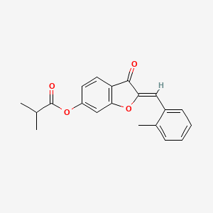 molecular formula C20H18O4 B2392370 (Z)-2-(2-甲基亚苄基)-3-氧代-2,3-二氢苯并呋喃-6-基异丁酸酯 CAS No. 622359-50-6
