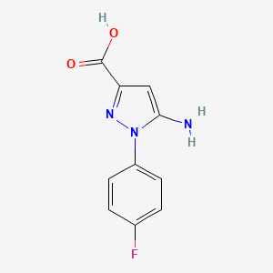 molecular formula C10H8FN3O2 B2392373 5-Amino-1-(4-fluorophenyl)pyrazole-3-carboxylic acid CAS No. 1267959-33-0