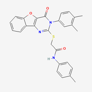 2-((3-(3,4-dimethylphenyl)-4-oxo-3,4-dihydrobenzofuro[3,2-d]pyrimidin-2-yl)thio)-N-(p-tolyl)acetamide