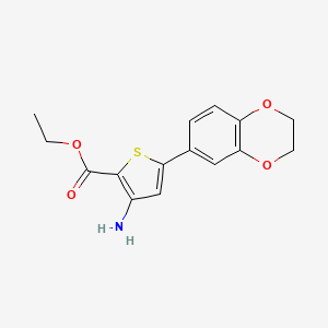 B2392395 Ethyl 3-amino-5-(2,3-dihydro-1,4-benzodioxin-6-yl)thiophene-2-carboxylate CAS No. 875163-89-6
