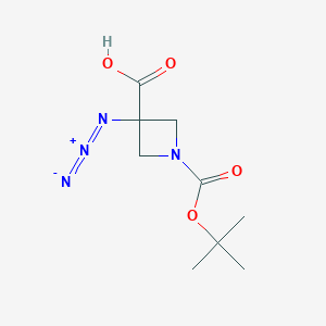 molecular formula C9H14N4O4 B2392425 3-Azido-1-[(2-methylpropan-2-yl)oxycarbonyl]azetidine-3-carboxylic acid CAS No. 2247102-17-4