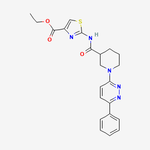 molecular formula C22H23N5O3S B2392441 Ethyl 2-(1-(6-phenylpyridazin-3-yl)piperidine-3-carboxamido)thiazole-4-carboxylate CAS No. 1105212-74-5
