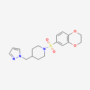 4-((1H-pyrazol-1-yl)methyl)-1-((2,3-dihydrobenzo[b][1,4]dioxin-6-yl)sulfonyl)piperidine
