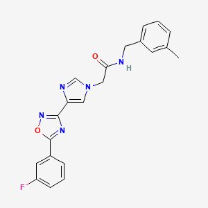 molecular formula C21H18FN5O2 B2392452 2-{4-[5-(3-fluorophenyl)-1,2,4-oxadiazol-3-yl]-1H-imidazol-1-yl}-N~1~-(3-methylbenzyl)acetamide CAS No. 1251693-34-1