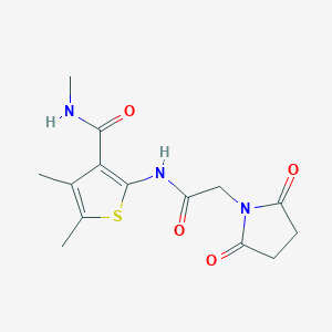 molecular formula C14H17N3O4S B2392461 2-(2-(2,5-二氧代吡咯烷-1-基)乙酰氨基)-N,4,5-三甲基噻吩-3-甲酰胺 CAS No. 896299-03-9